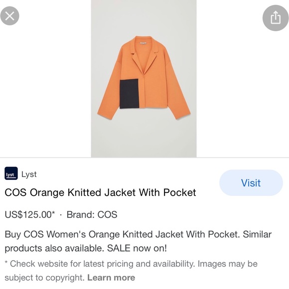 COS Orange Knitted Jacket with Pocket - Picture 5 of 5